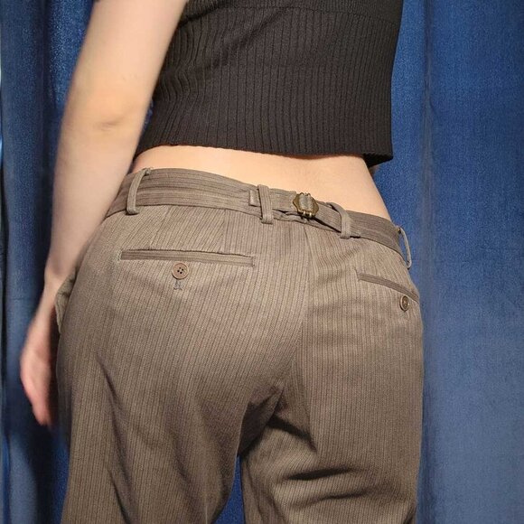 Vintage Drykorn baggy low rise striped brown office pants ✦ officecore ✦ - Picture 5 of 16